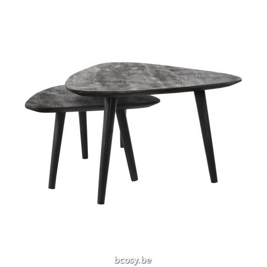 LABEL 51 Salontafel Set Rock Zwart Mangohout.