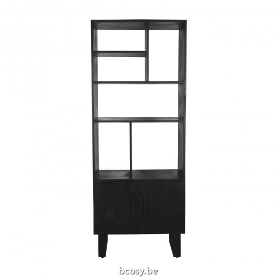 LABEL 51 Boekkast Santos Zwart Mangohout Boekkast.