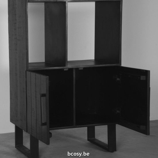 LABEL51 Bibliothèque Santos Noir Bois de mangue Boekkast.