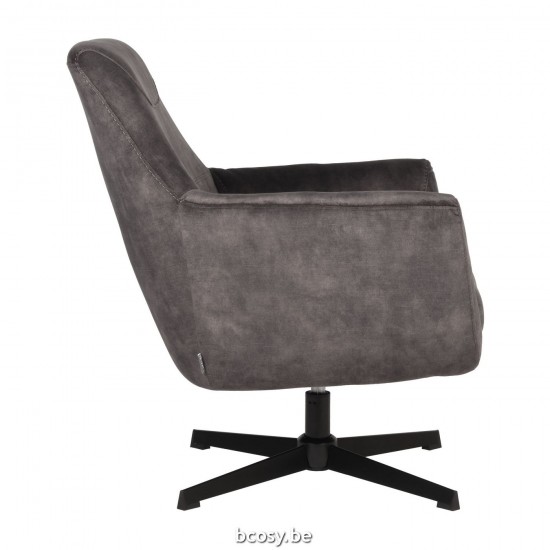 LABEL 51 Fauteuil Toby Antraciet Velours.
