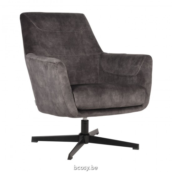 LABEL51 Fauteuil Toby - Antraciet - Velours.