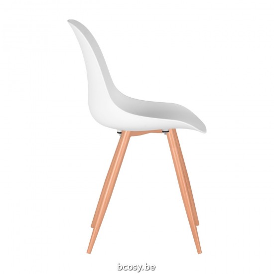LABEL 51 Eetkamerstoel Rimini Wit PP Naturel Houtlook Frame.