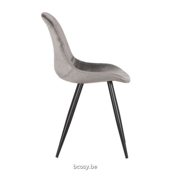 LABEL 51 Eetkamerstoel Capri Grijs Fluweel.