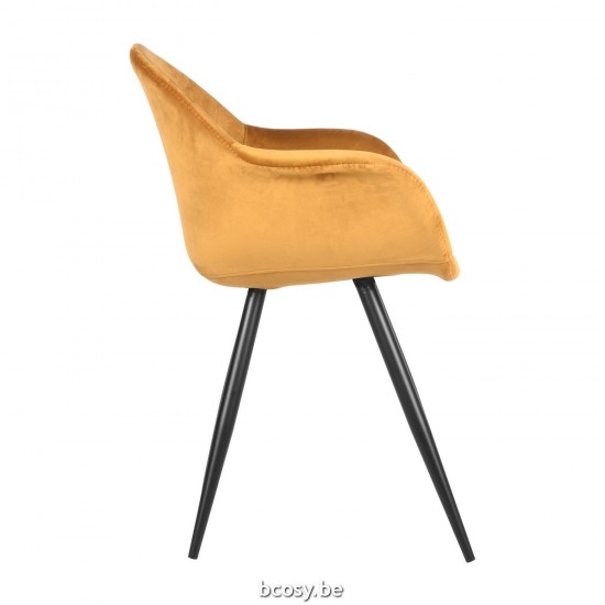 LABEL 51 Eetkamerstoel Forli Oker Fluweel.