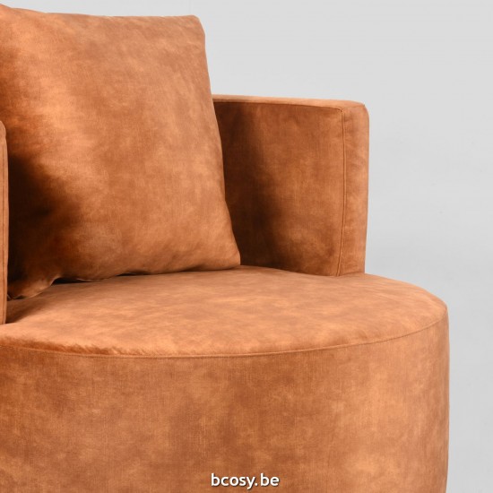 LABEL51 Fauteuil 90 cm Evy Ocre Velours.