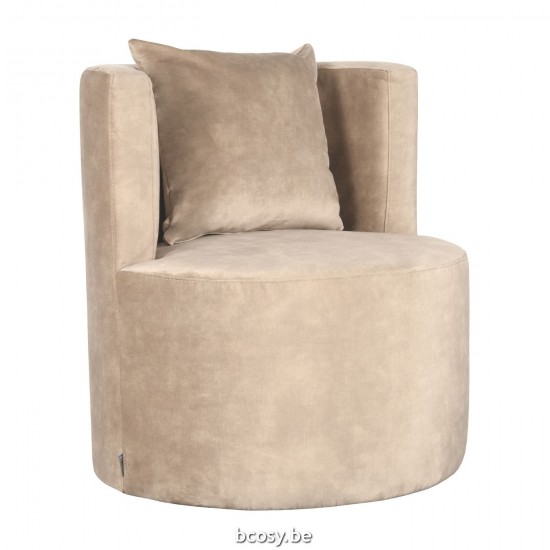 LABEL51 Fauteuil Evy - Zand - Velours - 65 cm.