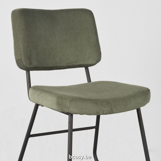 LABEL51 Chaise de salle à manger Noah Forêt Ribcord Zwart Metalen Frame.