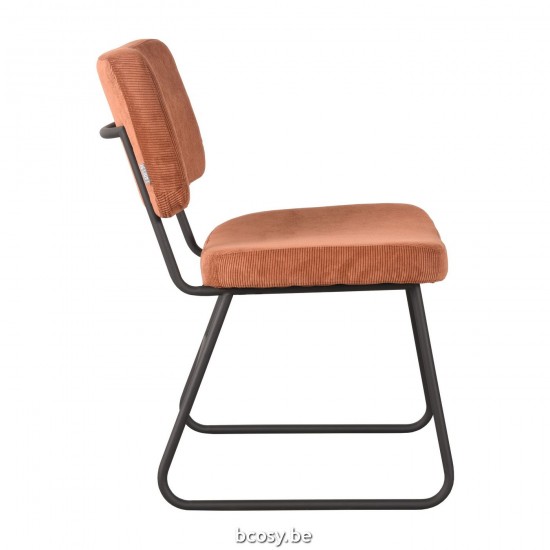 LABEL 51 Eetkamerstoel Noah Rust Ribcord Zwart Metalen Frame.