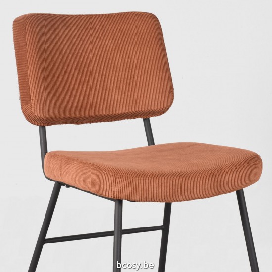 LABEL51 Chaise de salle à manger Noah Rouille Ribcord Zwart Metalen Frame.