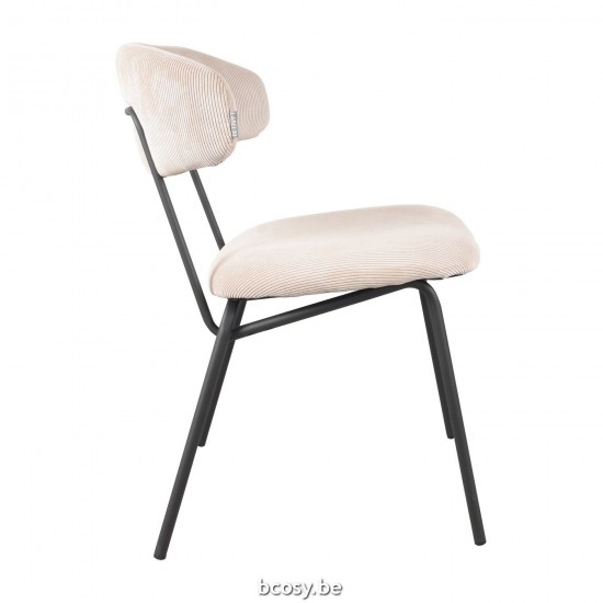 LABEL 51 Eetkamerstoel Zack Naturel Ribcord Zwart Metalen Frame.