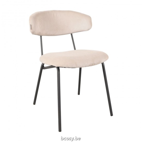 LABEL51 Eetkamerstoel Zack Naturel Ribcord Zwart Metalen Frame.