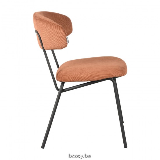 LABEL 51 Eetkamerstoel Zack Rust Ribcord Zwart Metalen Frame.
