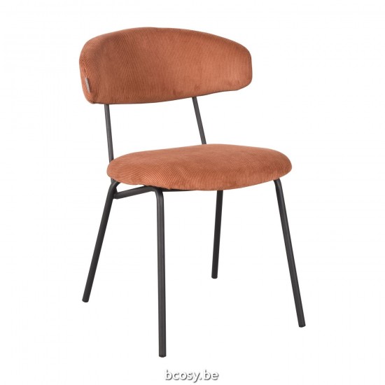 LABEL51 Eetkamerstoel Zack Rust Ribcord Zwart Metalen Frame.