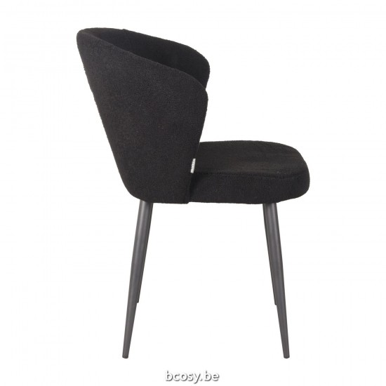 LABEL 51 Eetkamerstoel Whirl Zwart Teddy Zwart Metalen Frame.