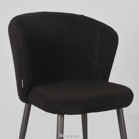 LABEL51 Chaise de salle à manger Whirl Noir Teddy Zwart Metalen Frame.