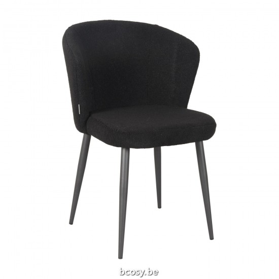 LABEL51 Eetkamerstoel Whirl Zwart Teddy Zwart Metalen Frame.