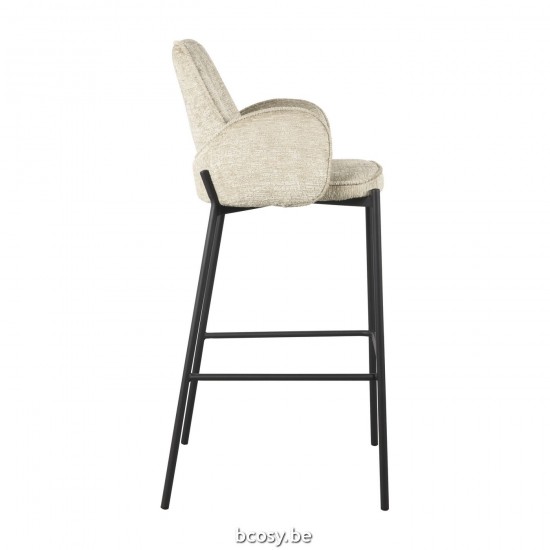 LABEL 51 Barkruk Joni Beige Fluweel Zithoogte 78 cm.
