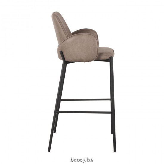 LABEL 51 Barkruk Joni Taupe Microfiber Zithoogte 78 cm.