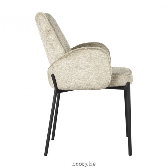 LABEL 51 Eetkamerstoel Joni Beige Fluweel.
