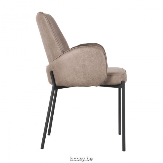 LABEL 51 Eetkamerstoel Joni Taupe Microfiber.