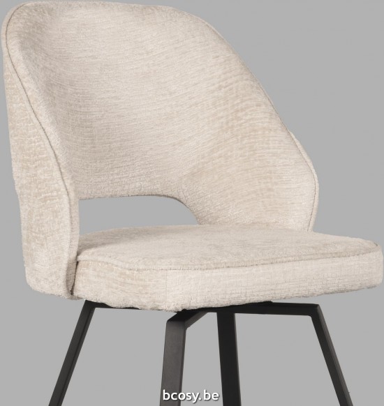 LABEL51 Chaise à manger Lewis Crème Velours.