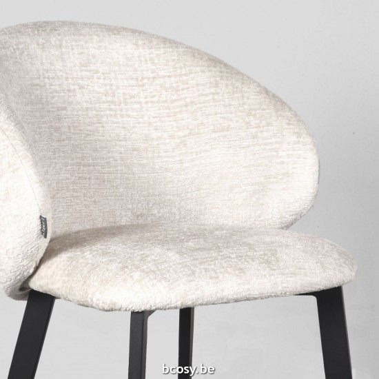 LABEL51 Chaise à manger Logan Crème Velours.