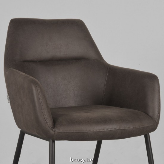 LABEL51 Chaise à manger Lenny Anthracite Microfibre.