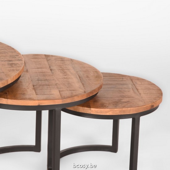 LABEL51 Table basse Set Triplet Rough Bois de manguier.