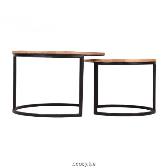 LABEL 51 Salontafel Set Double Rough Mangohout.