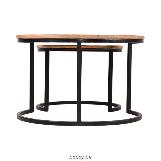 LABEL51 Table basse Set Double Rough Bois de manguier.