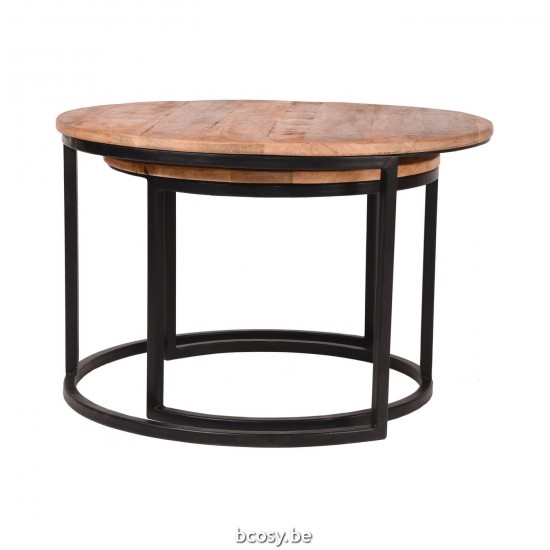 LABEL51 Coffee table Set Double Rough Mango wood.