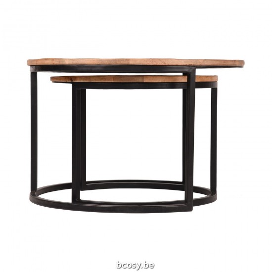 LABEL51 Couchtisch Set Double Raue Mango-Holz.