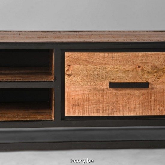 LABEL51 Meuble TV 160 cm Tampa Rough Bois de manguier.