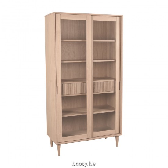 LABEL51 Vitrinekast Jule - Naturel - Eiken - 100 cm.