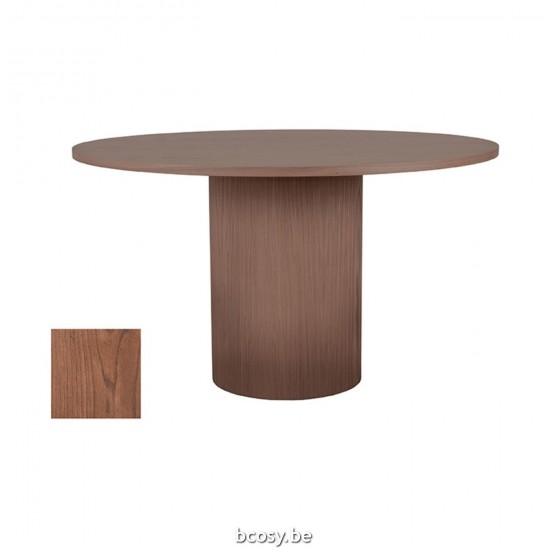 LABEL51 Eetkamertafel Oliva - Walnoot - Eiken - 130 cm - Rond.