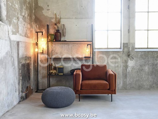 LABEL51 Footstool L Knitted Dark grey Cotton.