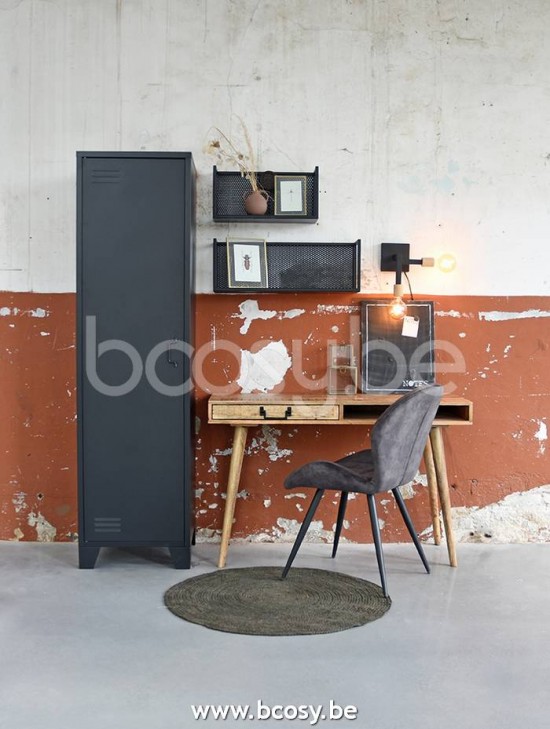 LABEL51 Armoire de rangement 1 Porte Fence Noir Métal.