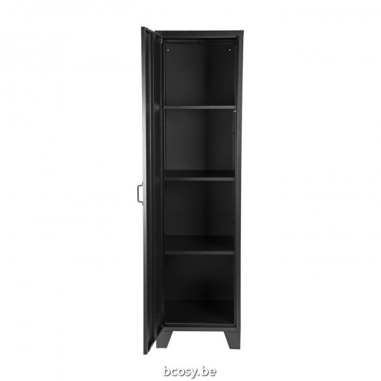 LABEL51 Storage cupboard 1 Door Fence Black Metal.
