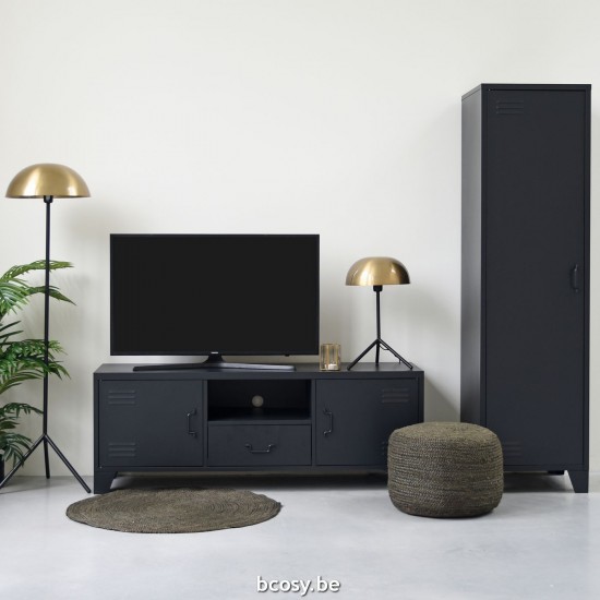 LABEL51 Ablageschrank 1 Tür Fence Schwarz Metall.