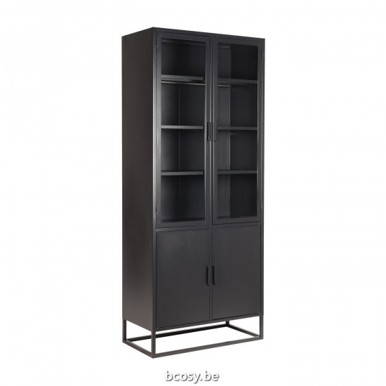 LABEL51 Vitrinekast Level - Zwart - Metaal - 80x40x190 cm.