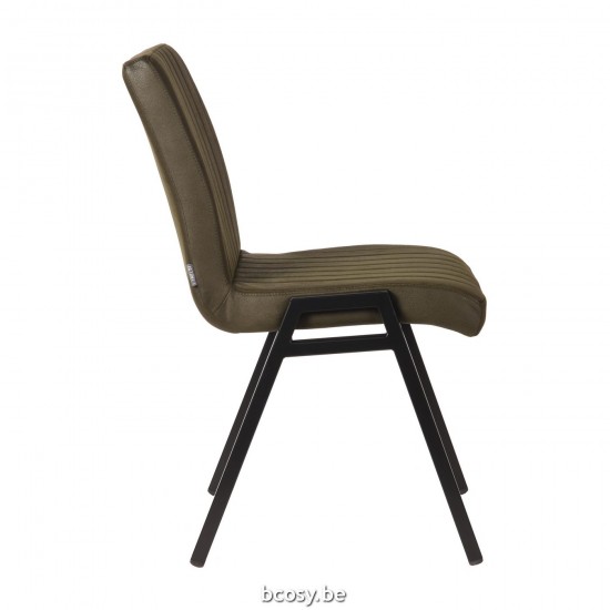 LABEL 51 Eetkamerstoel Matz Army green Microfiber.