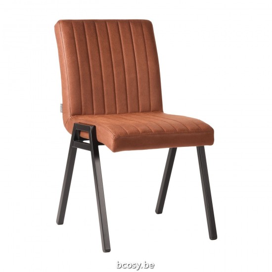 LABEL51 Eetkamerstoel Matz - Cognac - Microfiber.