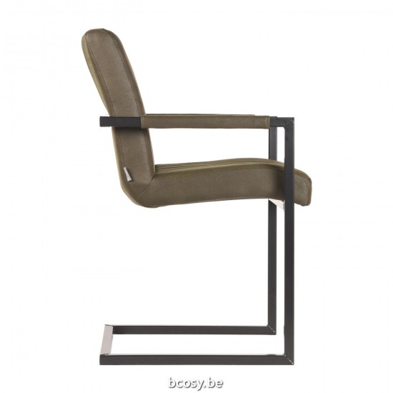 LABEL 51 Eetkamerstoel Milo Army green Microfiber.