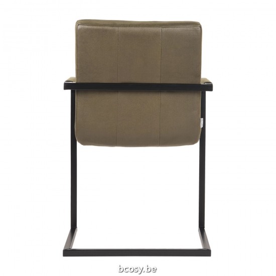 LABEL51 Chaise à manger Milo Vert militaire Microfibre.