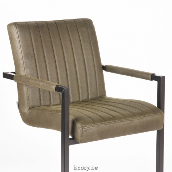 LABEL51 Dining chair Milo Army green Microfibre.