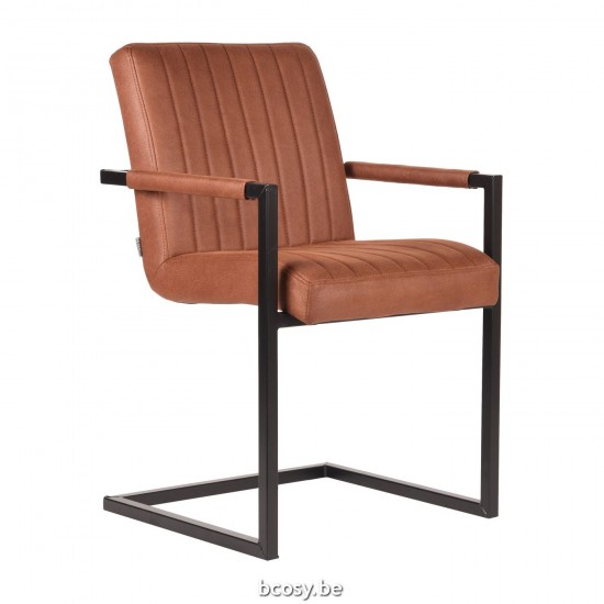 LABEL51 Eetkamerstoel Milo - Cognac - Microfiber.