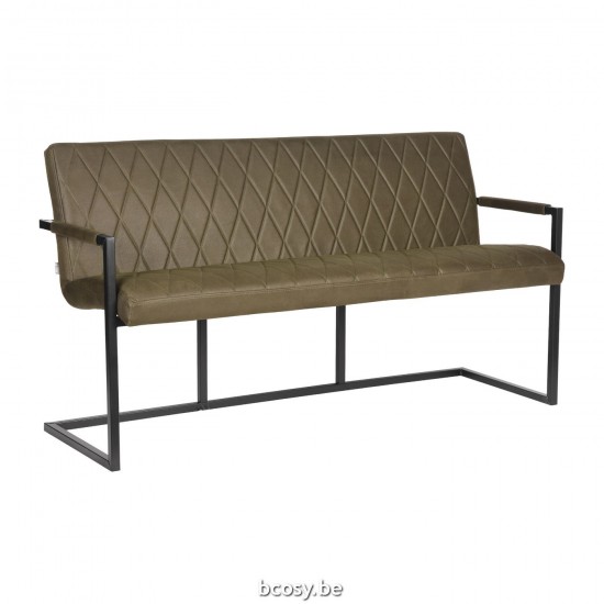 LABEL51 Eetkamerbank Denmark - Army green - Microfiber - 155 cm.