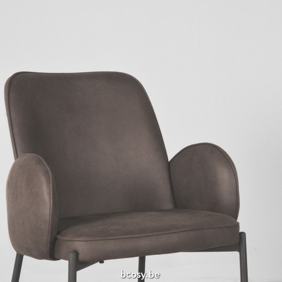 LABEL51 Chaise de salle à manger Jari Anthracite Microvezel Zwart Metalen Frame.