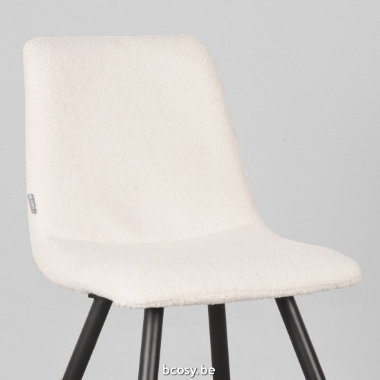 LABEL51 Chaise de salle à manger Jep Ivoire Teddy Black Frame.