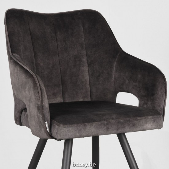 LABEL51 Chaise à manger Noud Anthracite Velours.